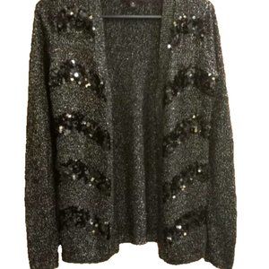 Dana Buchman Kit Cardigan Sweater Sequined design Medium Womans Open fro…